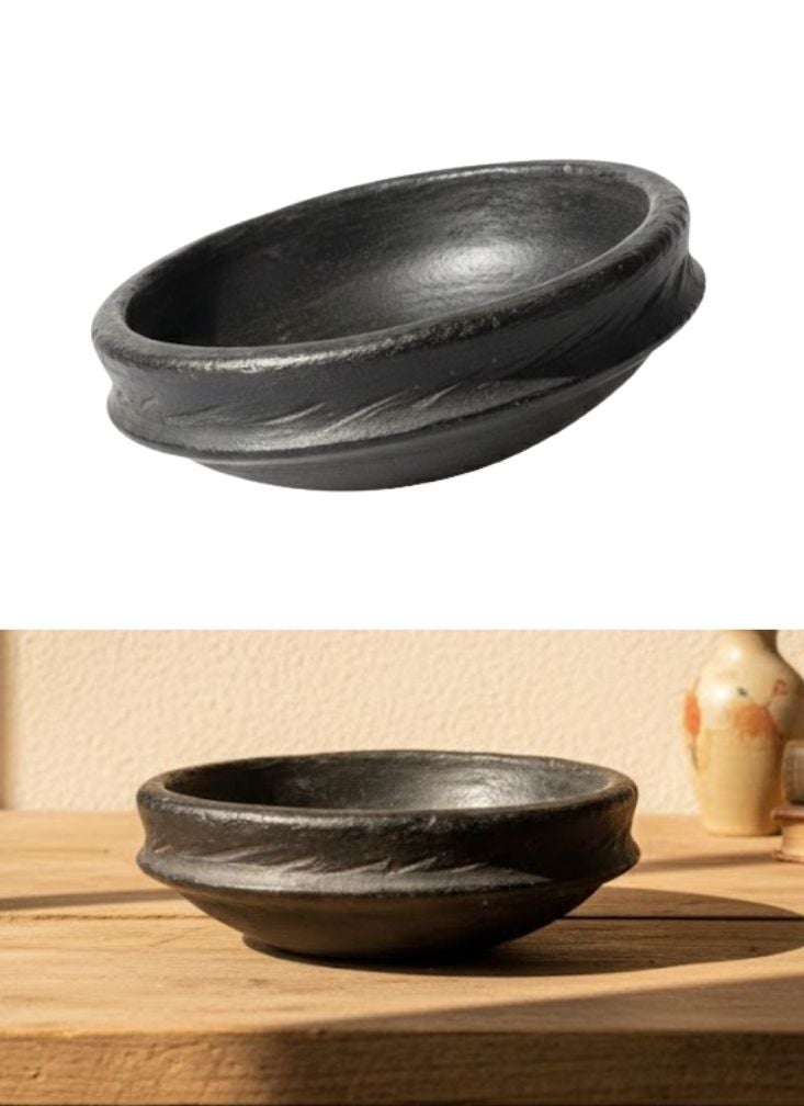 Premium Handmade Black Stone Bowl for Serving & Rustic Home Decor - Image 1
